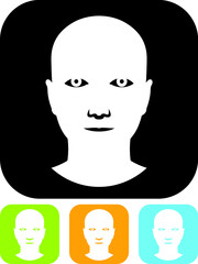 Bald human head. Female head with no hair. Baldness and hair loss. Vector face icon isolated