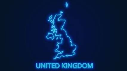 United Kingdom glow map illustration. Rendering image and part of a series.