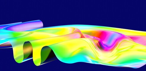 Colorful flowing liquid thermal waves abstract background 3d