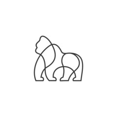 gorilla line art logo design icon vector