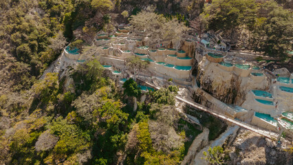 Fototapeta na wymiar Tolantongo Hot Springs and Baths. Aerial View