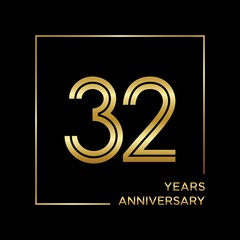 Fototapeta premium 32th anniversary logotype. Anniversary celebration template design for booklet, leaflet, magazine, brochure poster, banner, web, invitation or greeting card. Vector illustrations.