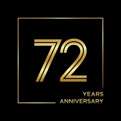 72th anniversary logotype. Anniversary celebration template design for booklet, leaflet, magazine, brochure poster, banner, web, invitation or greeting card. Vector illustrations.