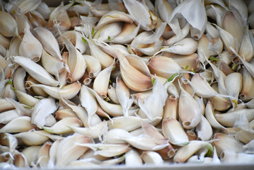 garlic cloves background, close-up photo