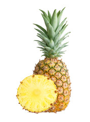 ripe pineapple on white isolated background