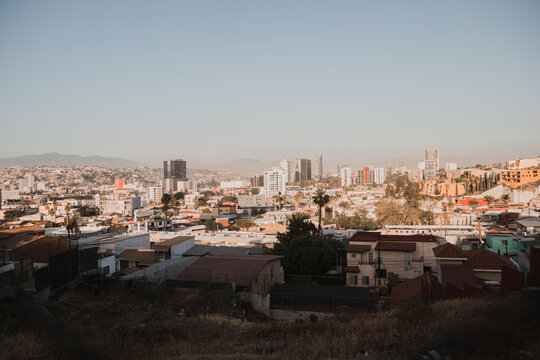 Aerial view of a beautiful cityscape of Tijuana on a sunny day