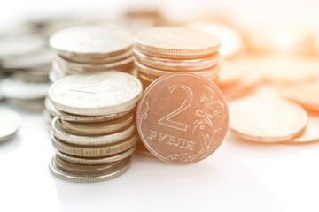 Coins Russian rubles background