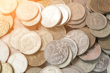 Coins Russian rubles background