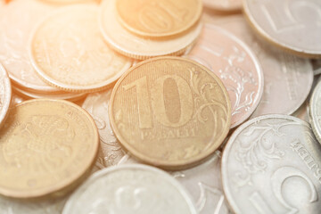 Coins Russian rubles background