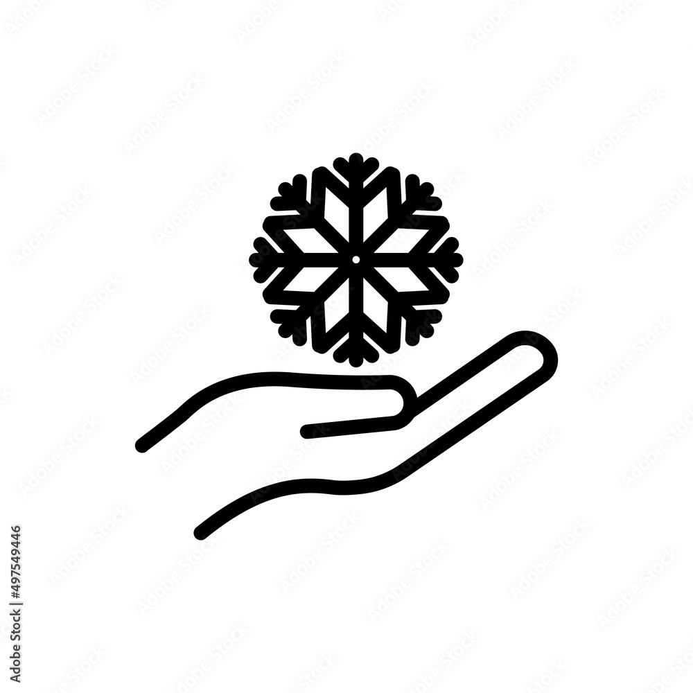 Poster Snowflake icon with hand. suitable for winter symbol. line icon style. simple design editable. Design template vector
