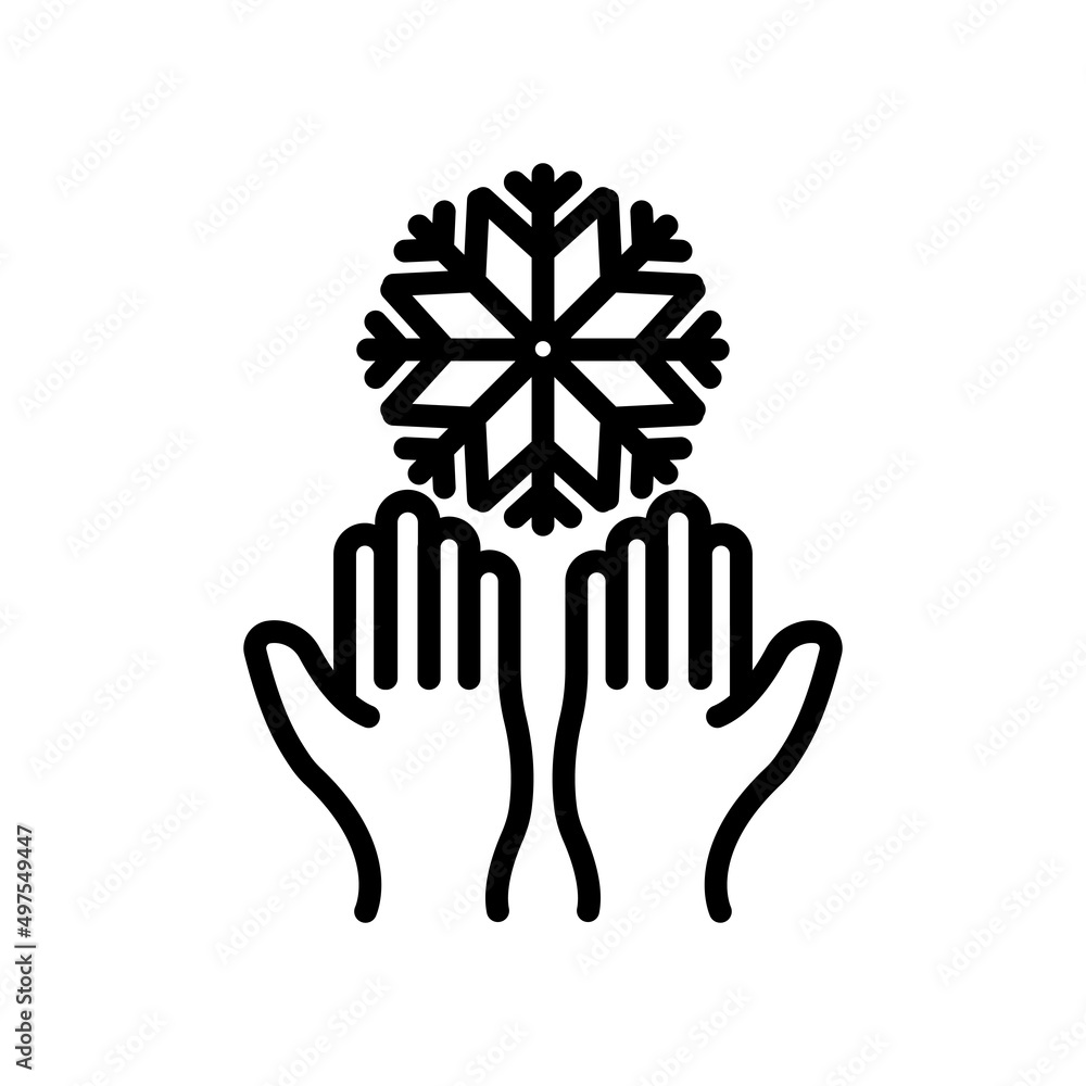 Poster Snowflake icon with hand. suitable for winter symbol. line icon style. simple design editable. Design template vector