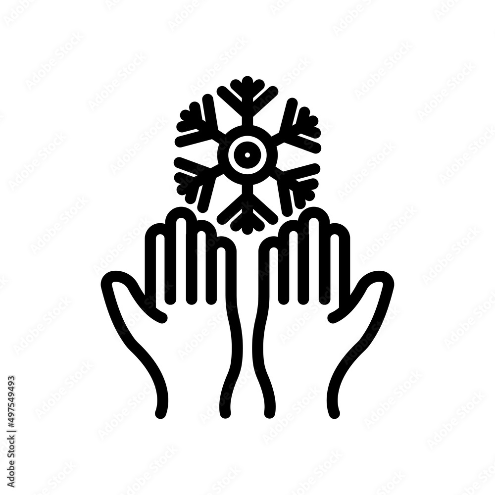 Poster snowflake icon with hand. suitable for winter symbol. line icon style. simple design editable. desig
