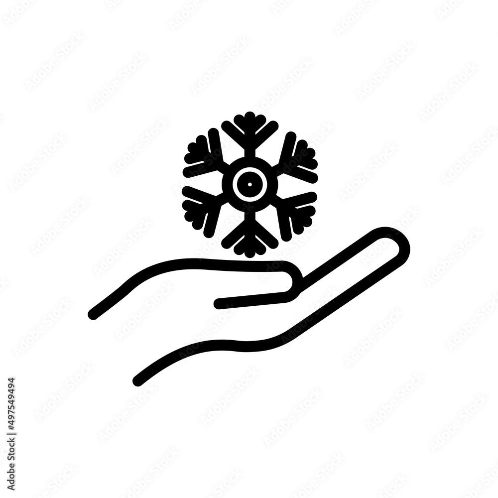 Poster snowflake icon with hand. suitable for winter symbol. line icon style. simple design editable. desig
