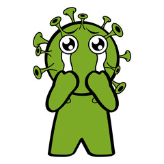 covid cartoon illustration kawaii expressions in vector format