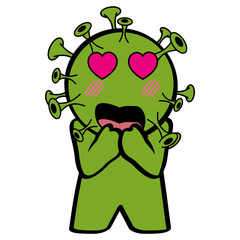 covid cartoon illustration kawaii expressions in vector format