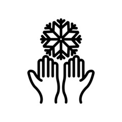 Snowflake icon with hand. suitable for winter symbol. line icon style. simple design editable. Design template vector