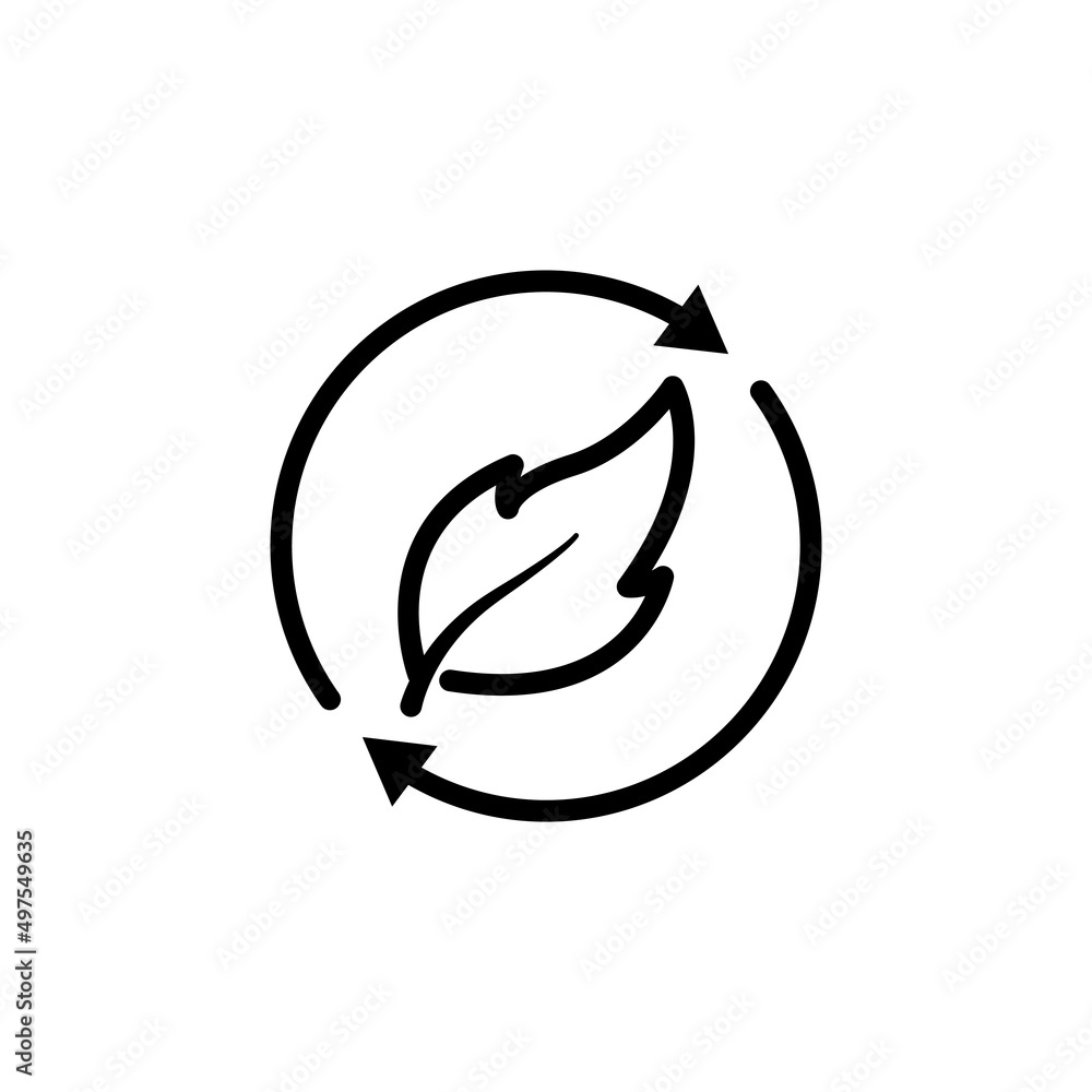 Poster leaf icon with circle. suitable for ecology symbol. line icon style. simple design editable. design 