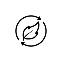 Fototapeta premium Leaf icon with circle. suitable for ecology symbol. line icon style. simple design editable. Design template vector