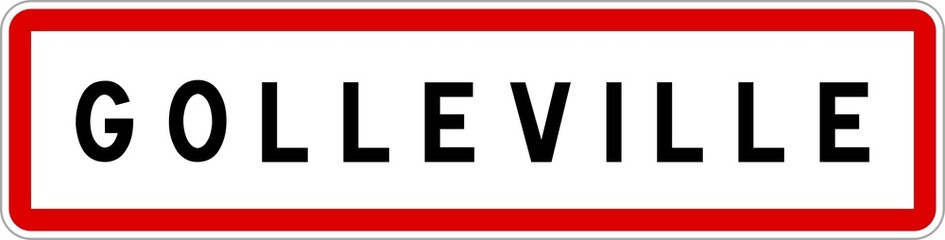 Panneau entrée ville agglomération Golleville / Town entrance sign Golleville