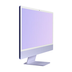 Personal Computer 2021 Mockup. Right side Diagonal view on the Model. Portable Desktop. White Monitor. Vector illustration