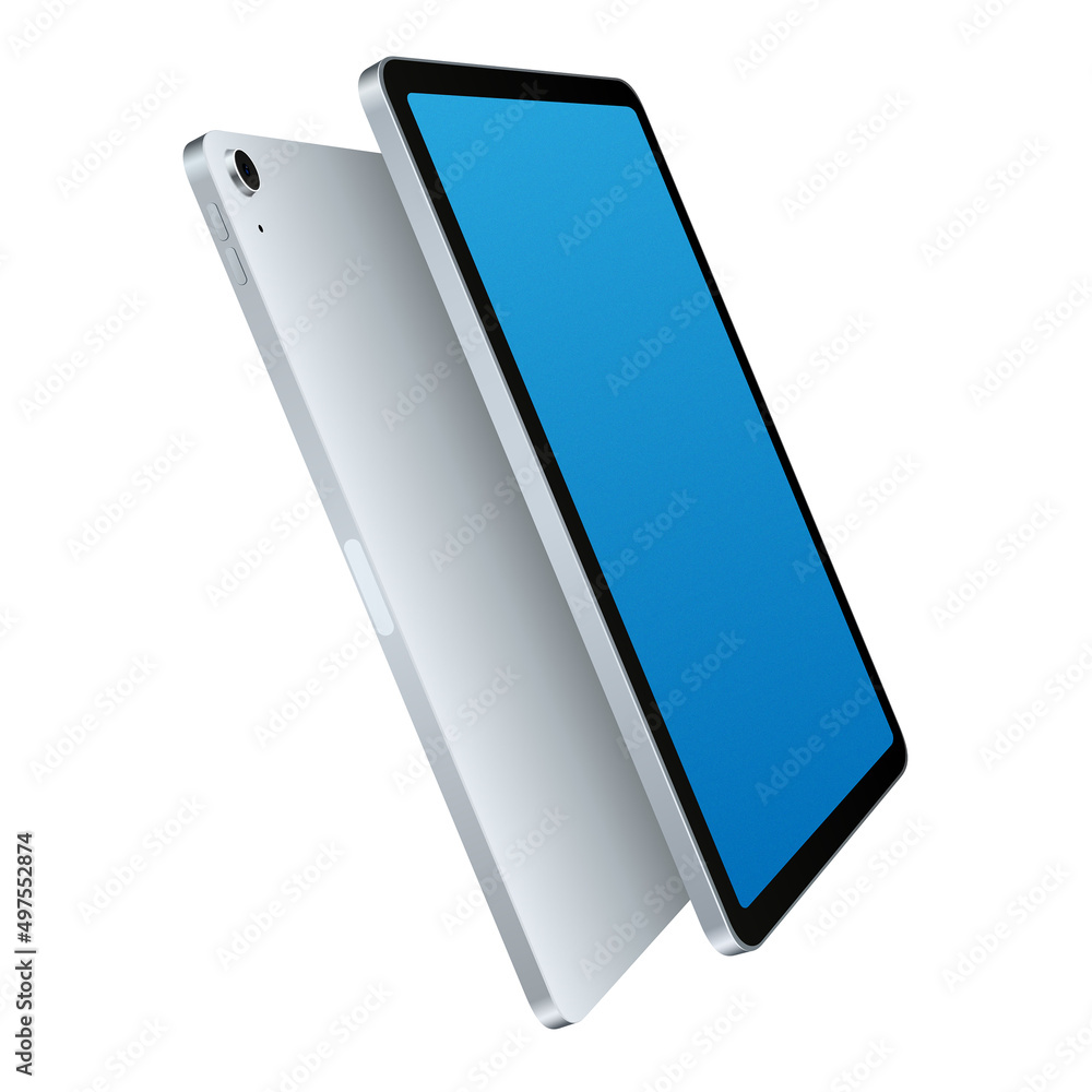 Poster tablet 2020, realistic mockup for presentation. diagonal side front and back view. isolated realisti