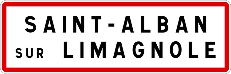Panneau entrée ville agglomération Saint-Alban-sur-Limagnole / Town entrance sign Saint-Alban-sur-Limagnole