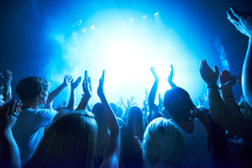 Adoring fans. Rear view of a crowd dancing at a music concert- This concert was created for the...