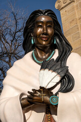 Saint Kateri Tekakwitha statue at Cathedral Basilica of St. Francis of Assisi;  Santa Fe, New Mexico
