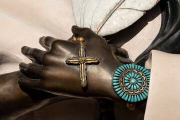 Obraz premium Saint Kateri Tekakwitha statue at Cathedral Basilica of St. Francis of Assisi; Santa Fe, New Mexico