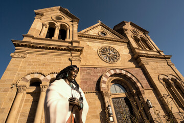 Fototapeta premium Saint Kateri Tekakwitha statue at Cathedral Basilica of St. Francis of Assisi; Santa Fe, New Mexico