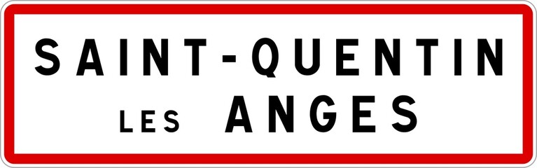 Panneau entrée ville agglomération Saint-Quentin-les-Anges / Town entrance sign Saint-Quentin-les-Anges