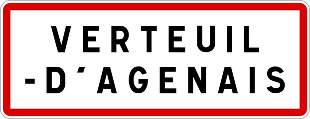 Panneau entrée ville agglomération Verteuil-d'Agenais / Town entrance sign Verteuil-d'Agenais
