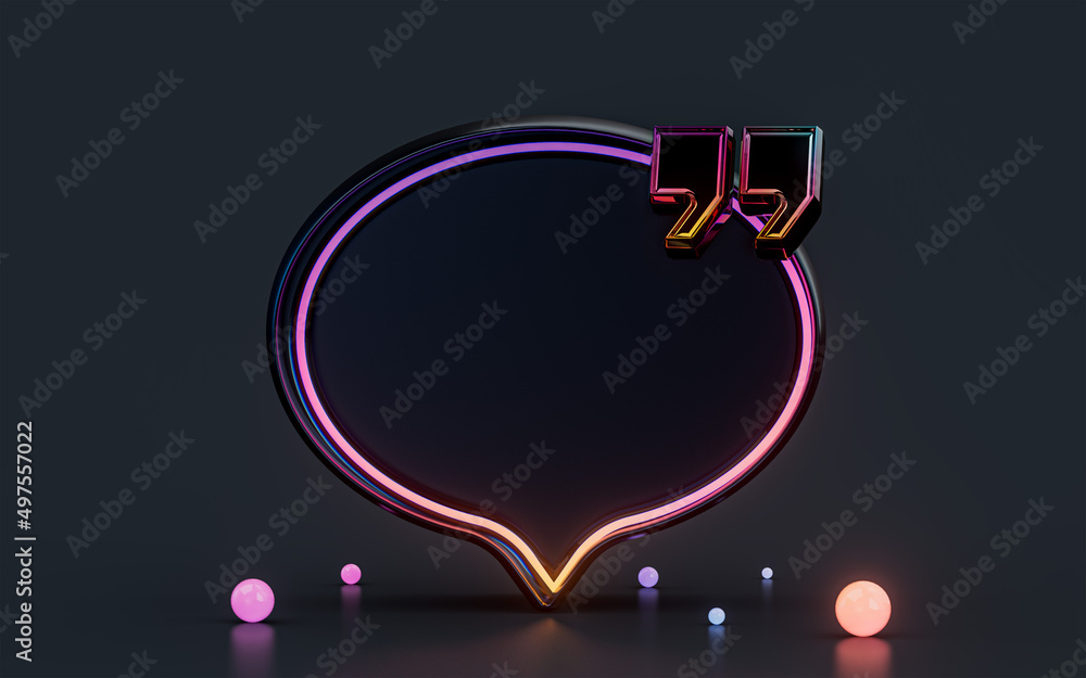Poster quote massage box frame background empty space blogging template 3d render concept for texting
