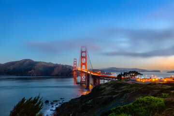 Beautiful sunset at Golden Gate