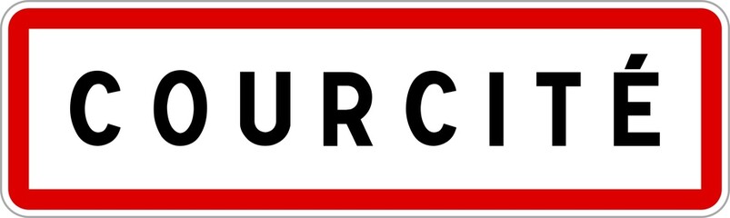 Panneau entrée ville agglomération Courcité / Town entrance sign Courcité