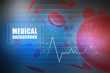 Heart with cardiogram - 2D illustration

