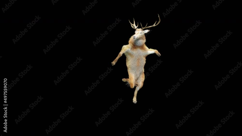 Fototapete deer dancing cg fur 3d rendering animal realistic cgi vfx animation loop composition 3d mapping cart