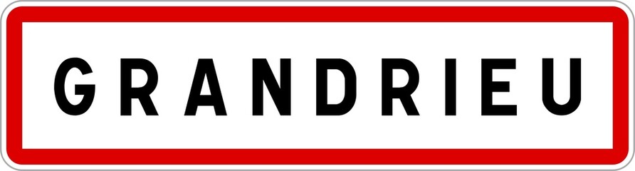 Panneau entrée ville agglomération Grandrieu / Town entrance sign Grandrieu