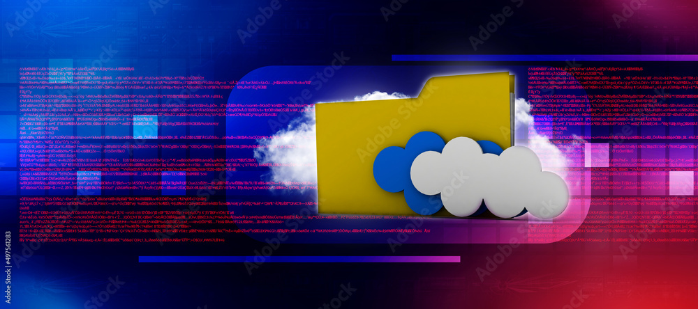 Poster 3d rendering cloud folder network