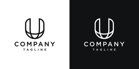 Creative Letter U Monogram Logo Design Icon Template White and Black Background - obrazy, fototapety, plakaty
