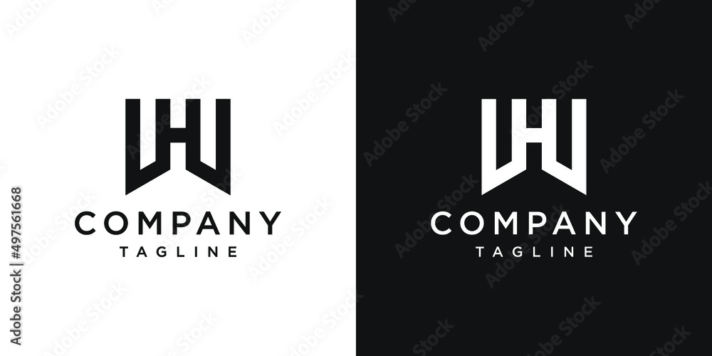 Wall mural Creative Letter WH Monogram Logo Design Icon Template White and Black Background