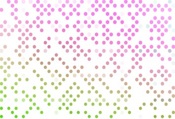 Light Pink, Green vector background with bubbles.
