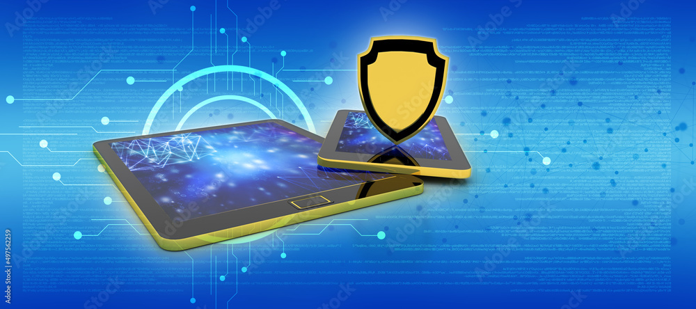 Poster 3d rendering transmitter mobile with shield