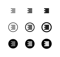 Text Align Right Aligned flat UI icon set
