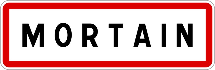 Panneau entr&eacute;e ville agglom&eacute;ration Mortain / Town entrance sign Mortain