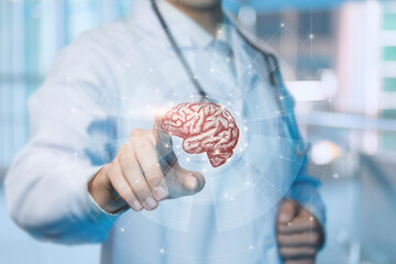 Concept of modern brain treatment technology.