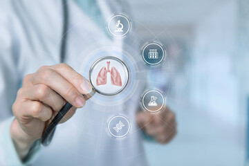 The concept of diagnosis treatment of the lungs.
