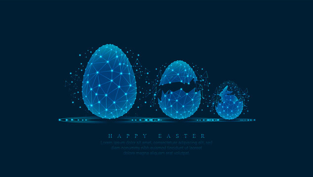 Happy Easter. Easter eggs form lines and triangles style design background.