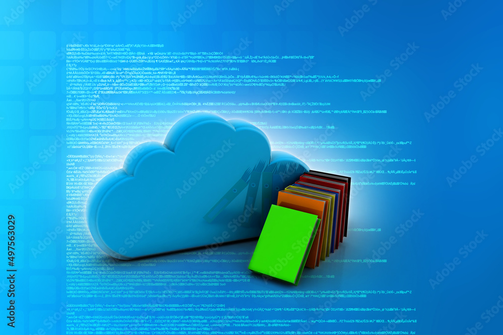 Poster 3d rendering book with cloud