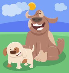 cartoon dog animal character with cute little puppy